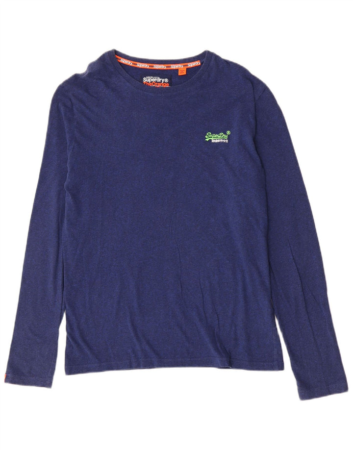 Superdry Herre Top Langærmet Medium Blå Flecked Bomuld