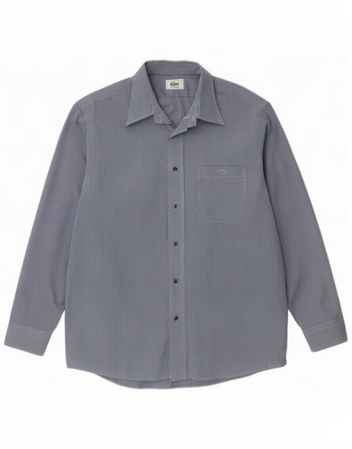 Lacoste Herreskjorte Størrelse 42 Large Navy Blue Gingham Cotton