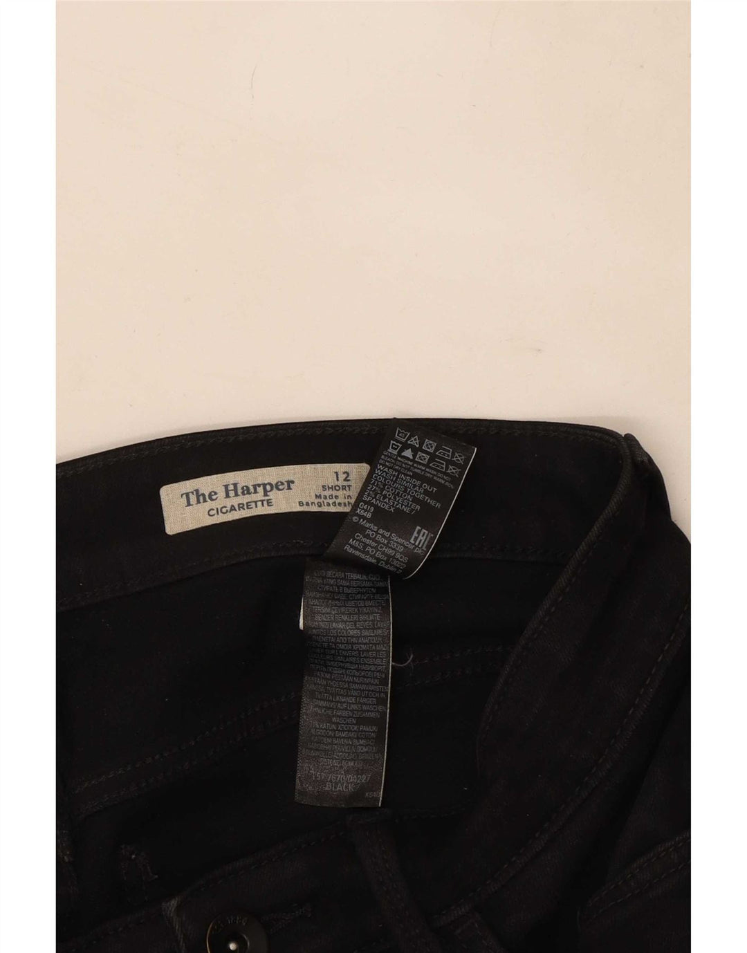 Marks & Spencer Dame The Harper Cropped Jeans UK 12 Medium W30 L24 Black