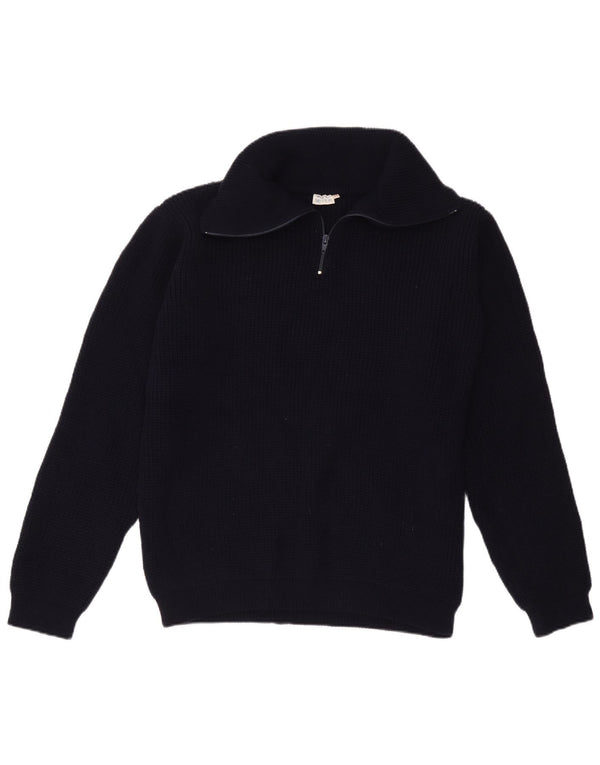 Vintage herre lynlås-hals sweater IT 54 XL marineblå akryl