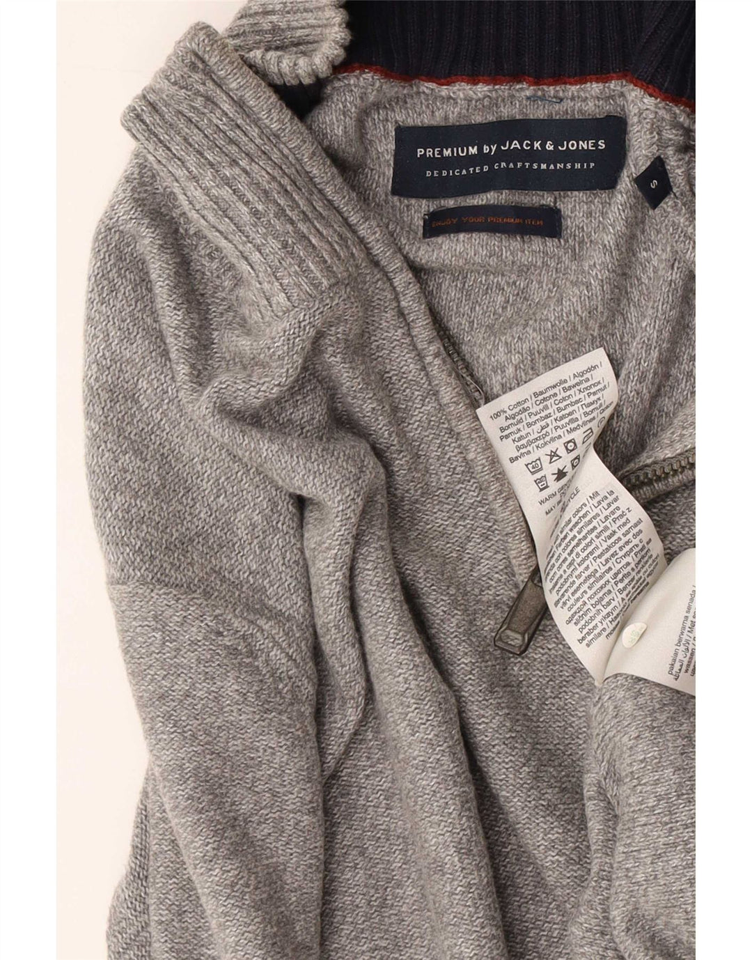 Jack & Jones herre lynlås-hals sweater lille grå bomuld
