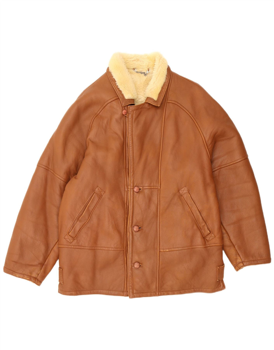 Vintage Dame Shearling Jacket IT 50 Large Brown Shearling