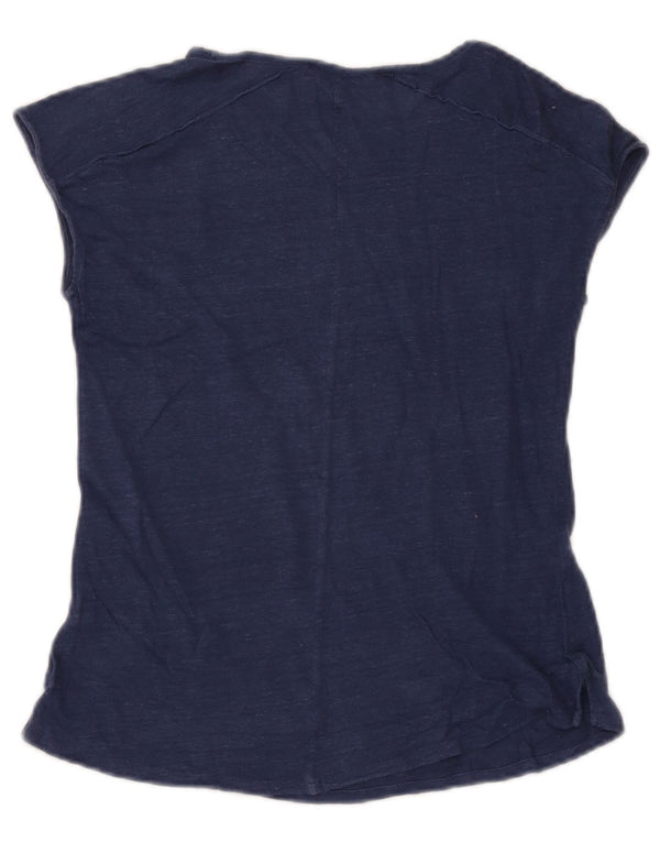 Massimo Dutti Dame T-Shirt Top UK 6 XS Navy Blue Flecked