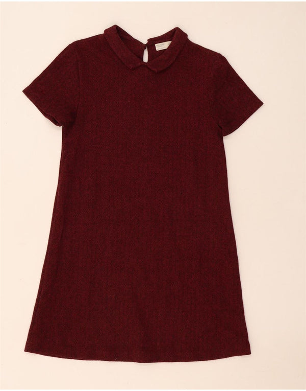 Zara Girls Shift Dress 13-14 År Burgundy Chevron Polyester
