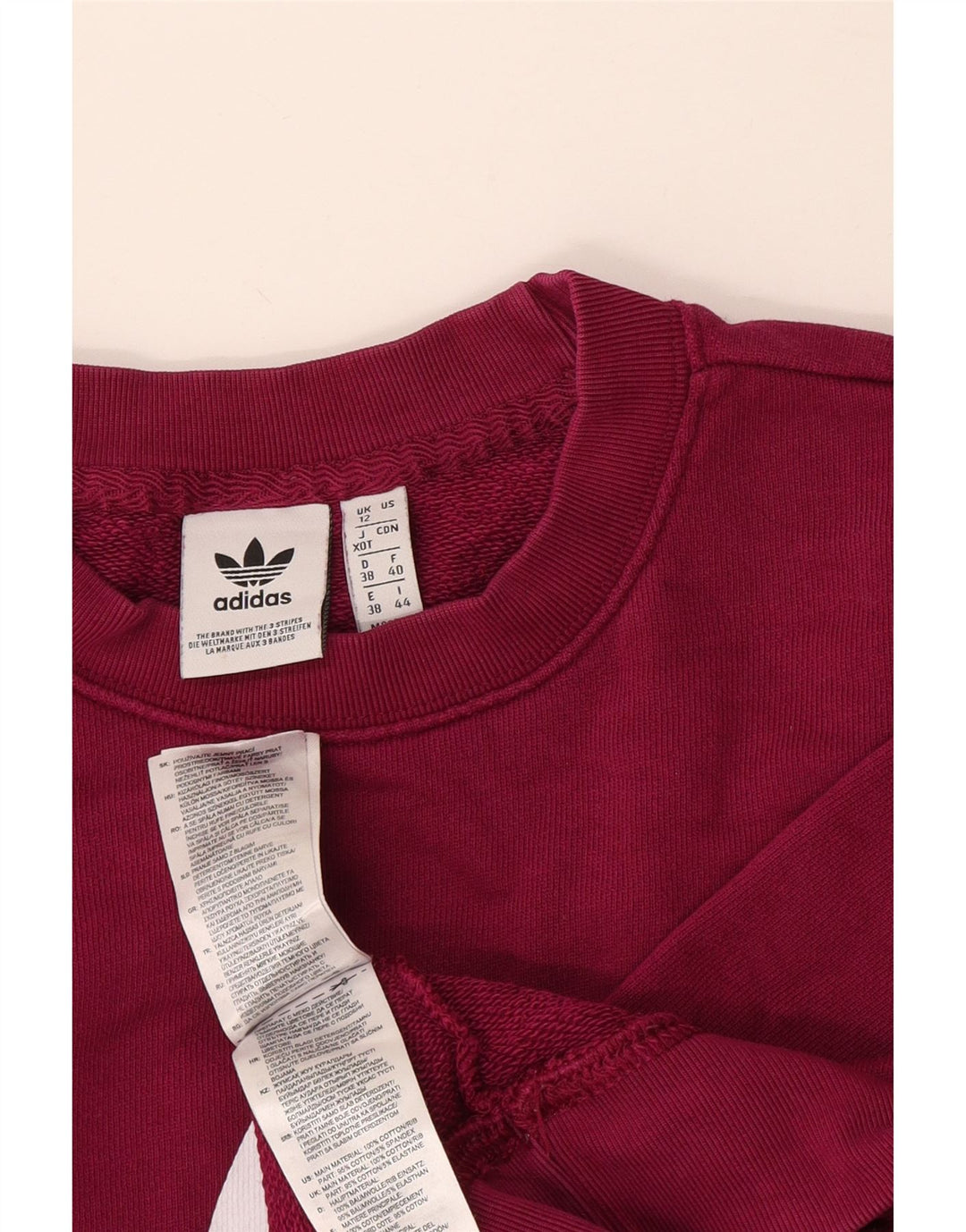 Adidas Dame Grafisk Oversized Sweatshirt Jumper UK 12 Medium Burgundy