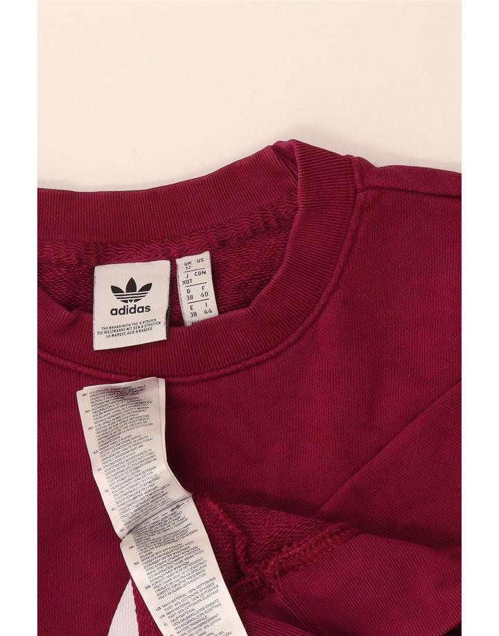 Adidas Dame Grafisk Oversized Sweatshirt Jumper UK 12 Medium Burgundy