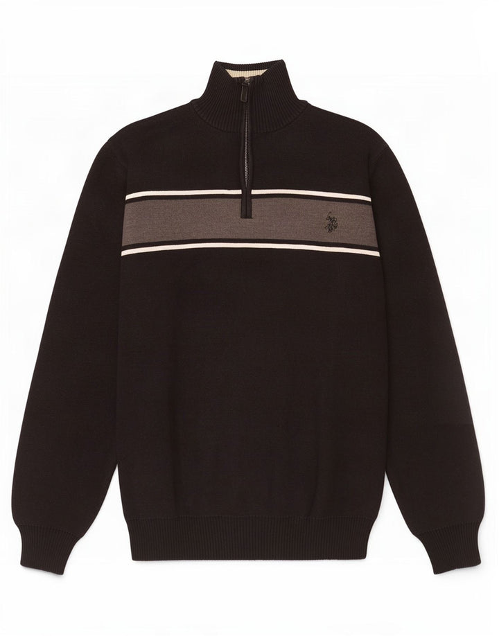 U.S. Polo Assn. Herre lynlås-hals sweater Medium Sort Colourblock