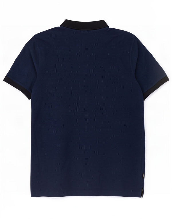 Hugo Boss Mens Slim Fit Polo Shirt XL Navy Blue Spotted Cotton
