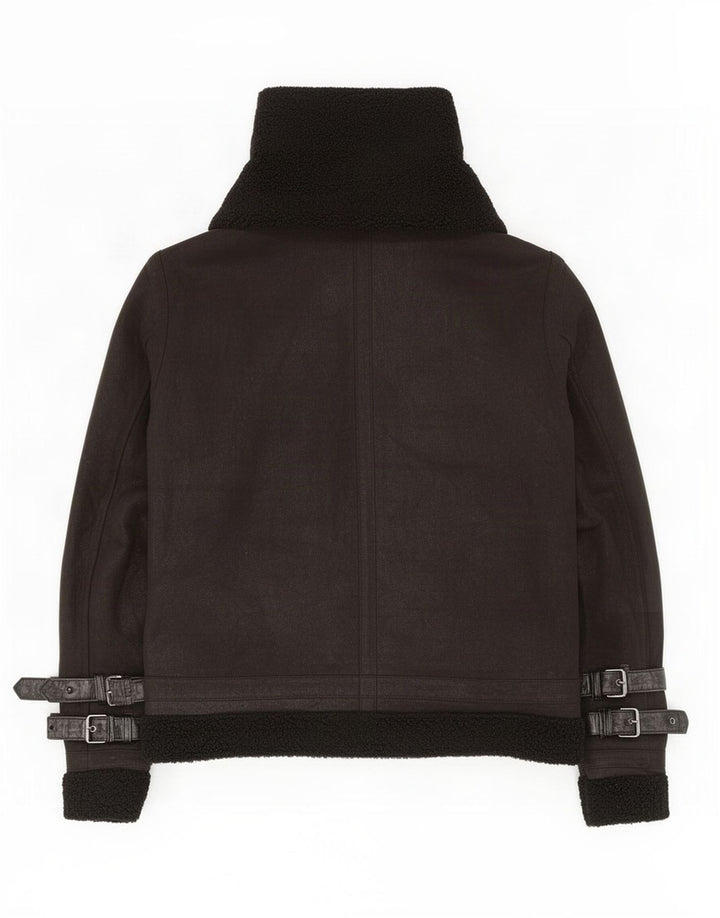 Zara Herre Sherpa Jacket UK 42 XL Sort Polyester