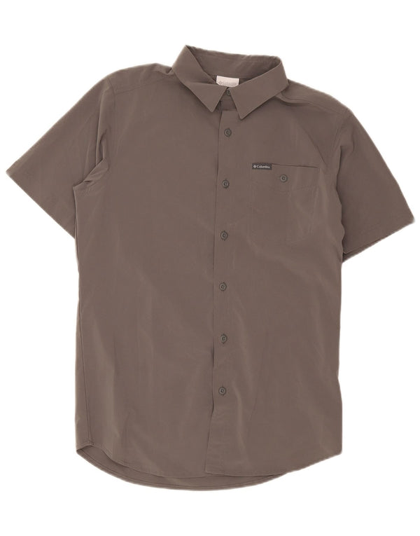 Columbia Mens Short Sleeve Shirt Small Grey Polyester