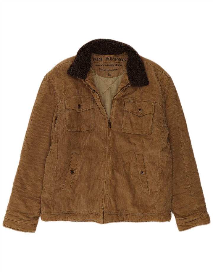 Tom Tompson Herre Corduroy-jakke UK 40 Stor Beige Bomuld