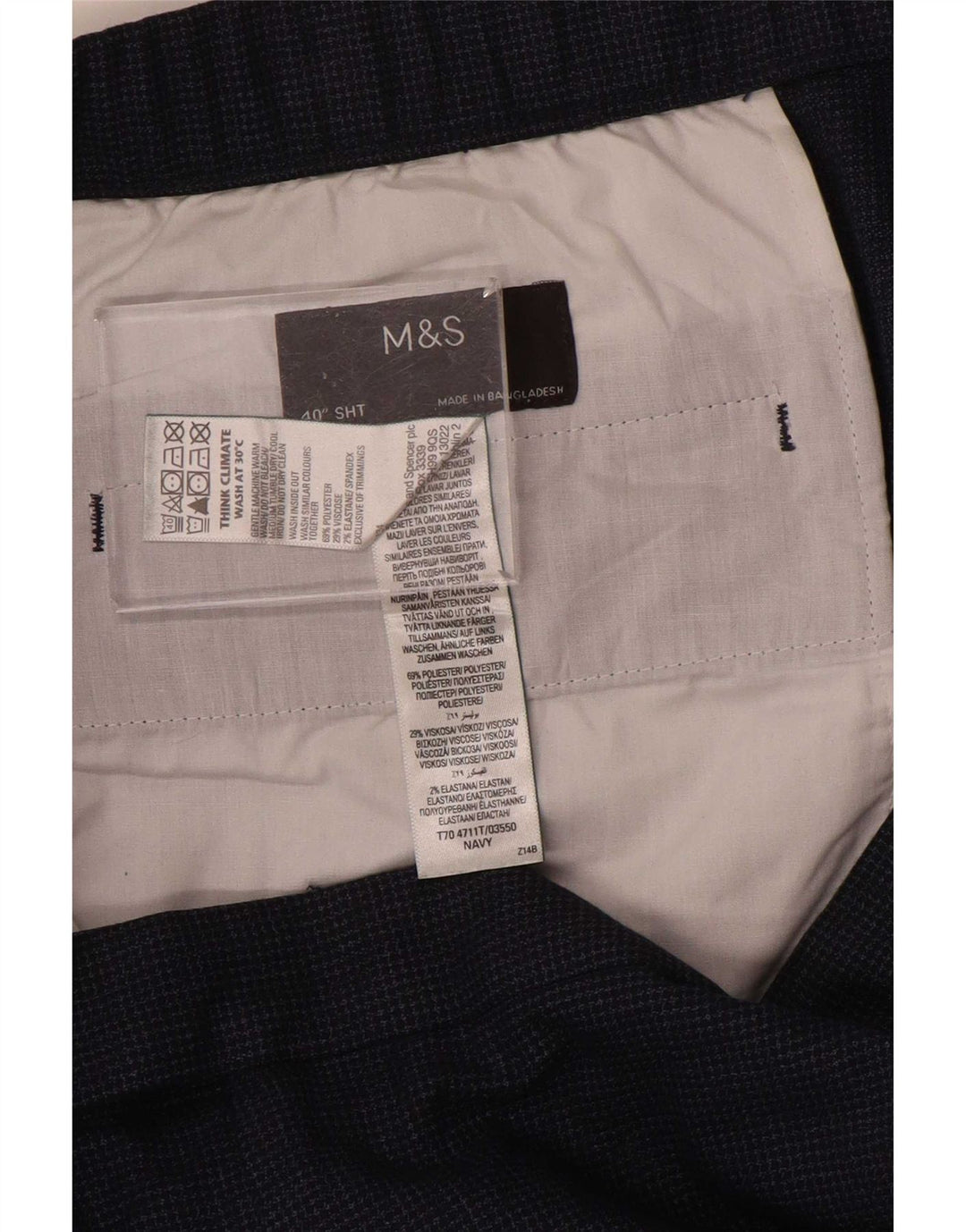 Marks & Spencer Lige jakkesæt til herrebukser W40 L29 Marineblå Houndstooth