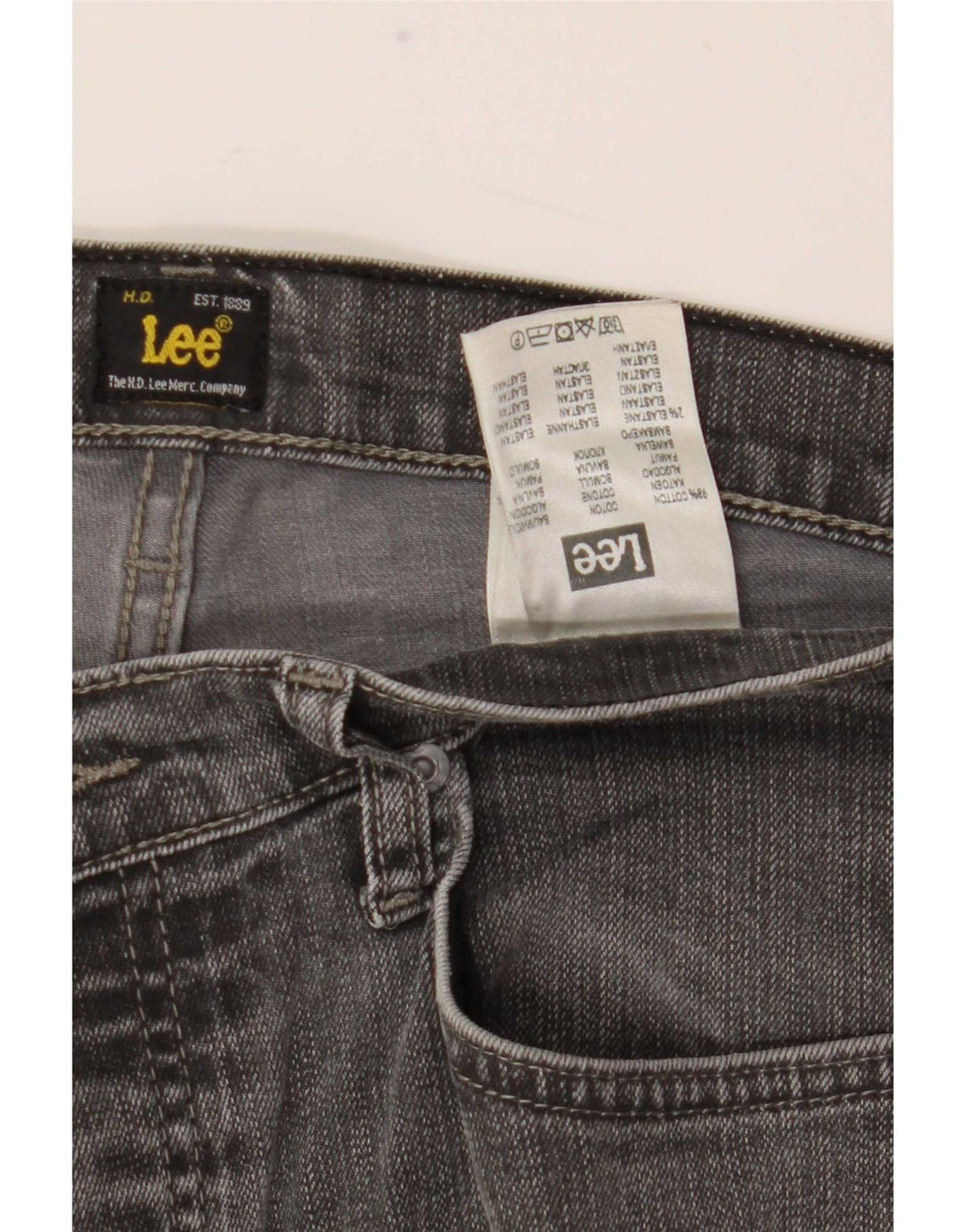 Lee Mens Powell Straight Jeans W34 L30 Grå Bomuld