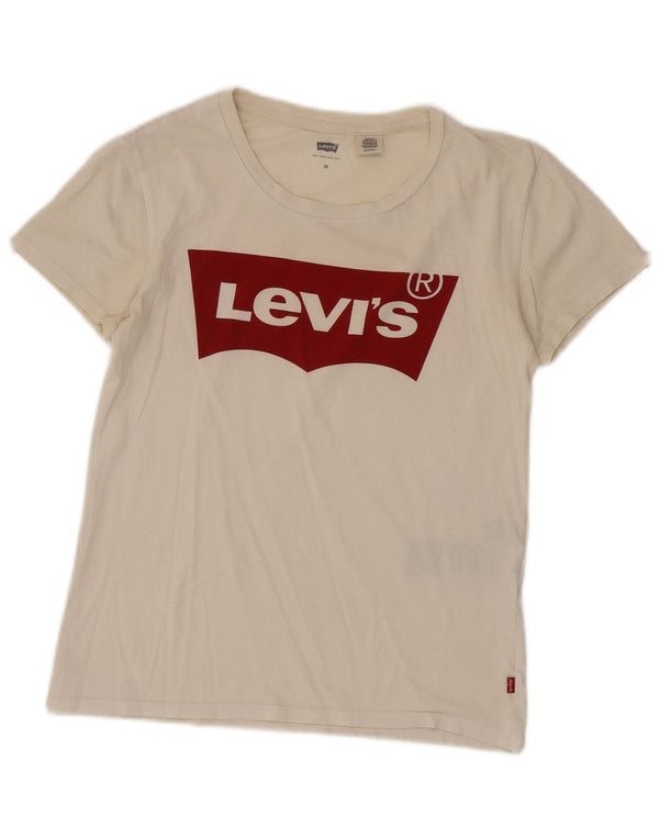 Levi's Grafisk T-shirt top til kvinder UK 6 XS hvid bomuld