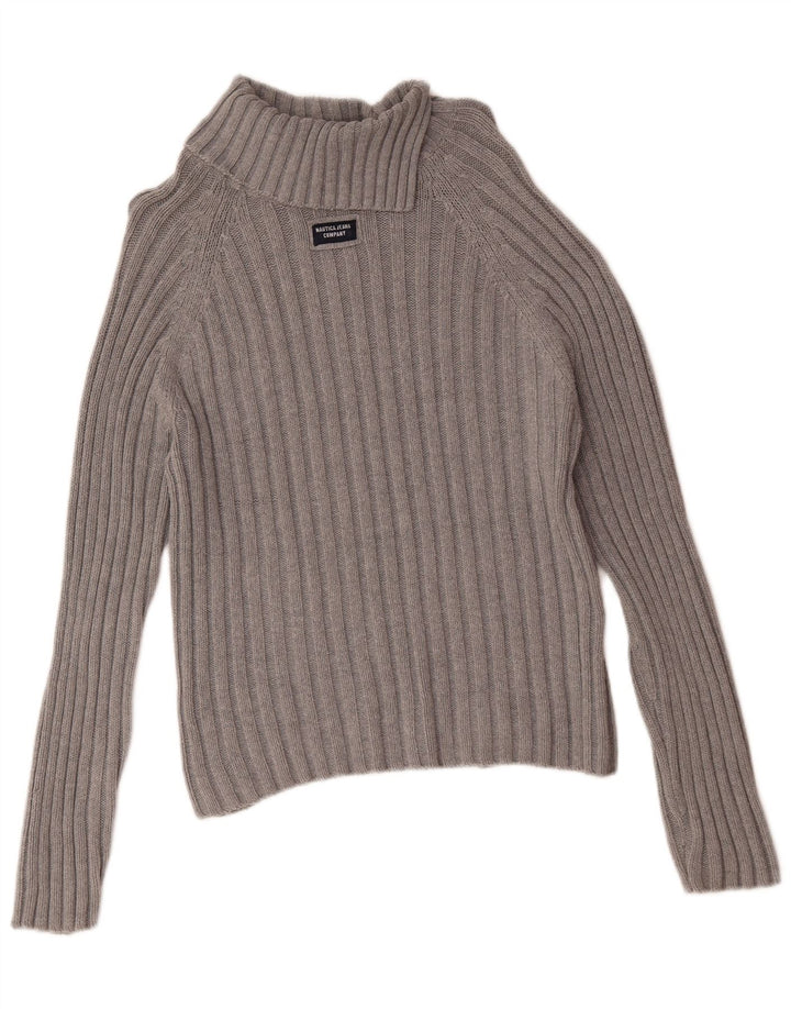 Nautica Dame Rullehals Sweater UK 14 Medium Grå Bomuld