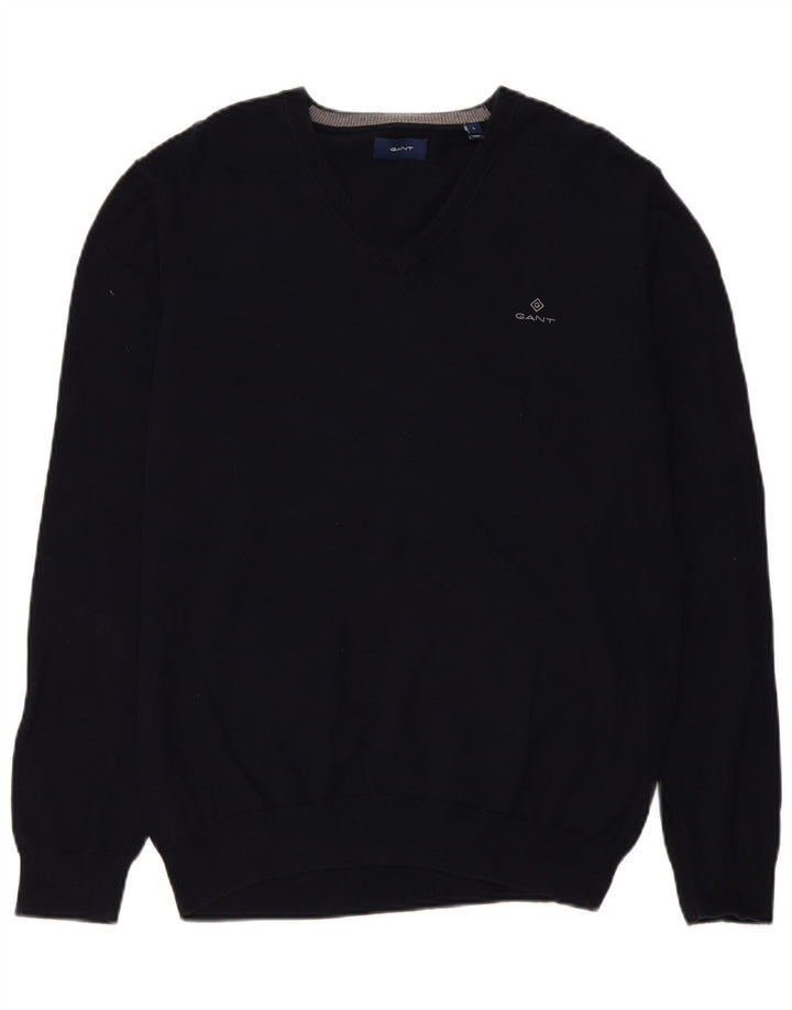 Gant Herre V-hals sweater Stor marineblå bomuld