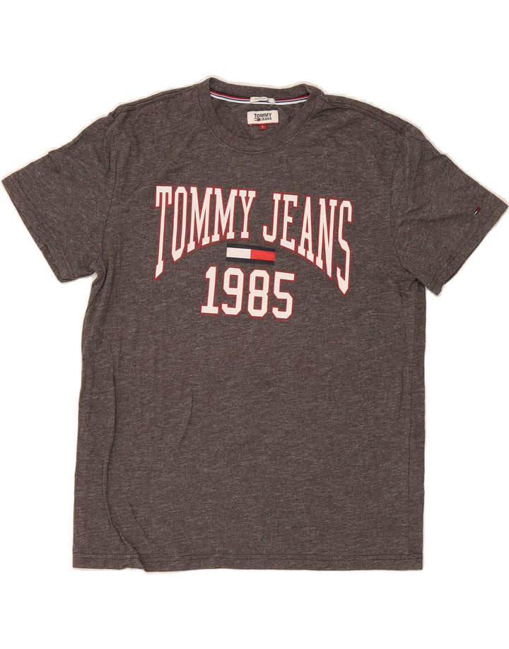 TOMMY HILFIGER Mens Regular Fit Graphic T-Shirt Top Large Grey Cotton Vintage Tommy Hilfiger and Second-Hand Tommy Hilfiger from Messina Hembry 