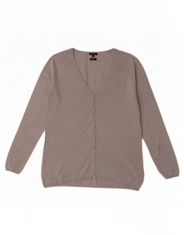 Massimo Dutti Dame Cardigan Sweater UK 18 XL Grå Bomuld
