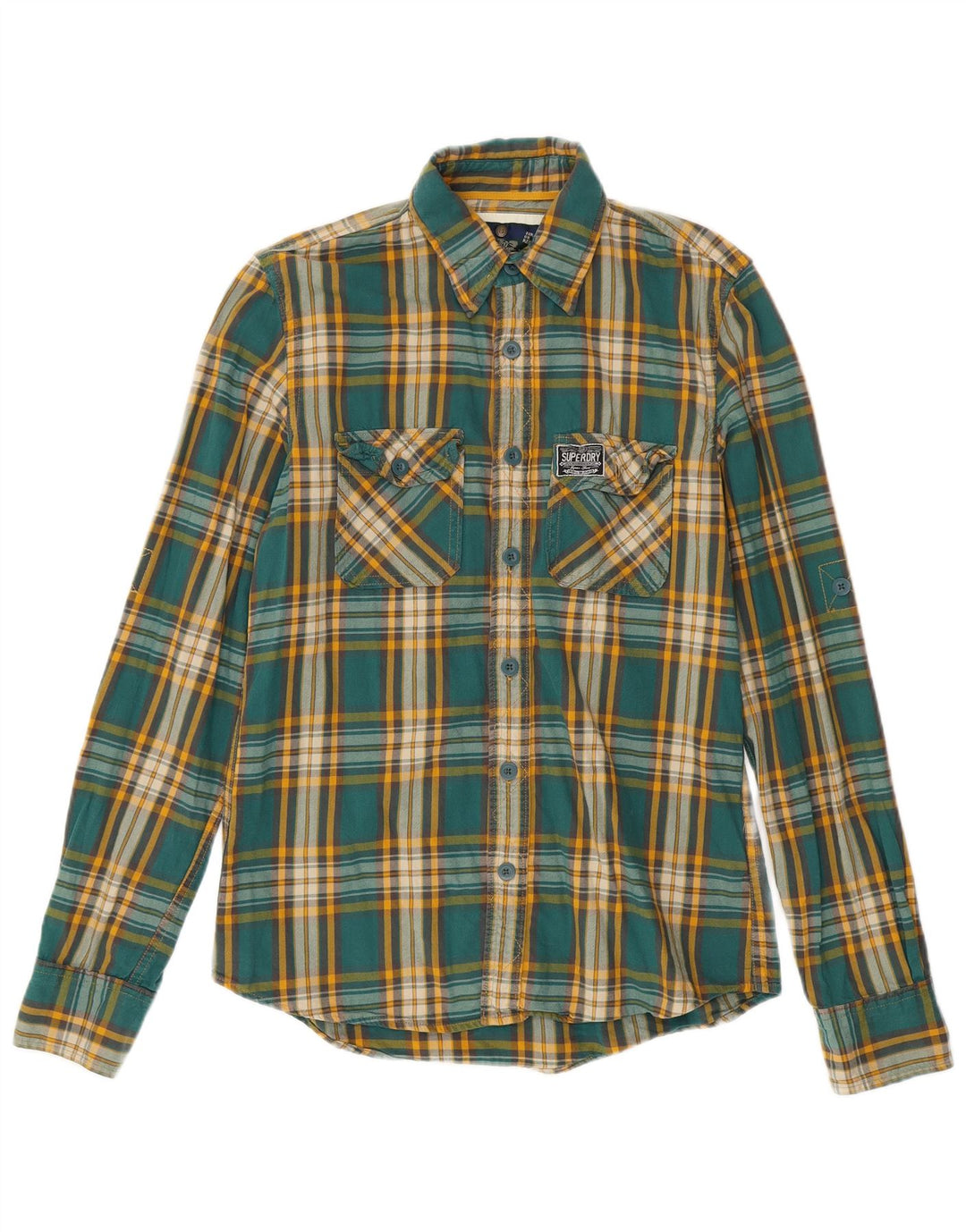 Superdry Flanelskjorte til mænd, stor grøn ternet bomuld