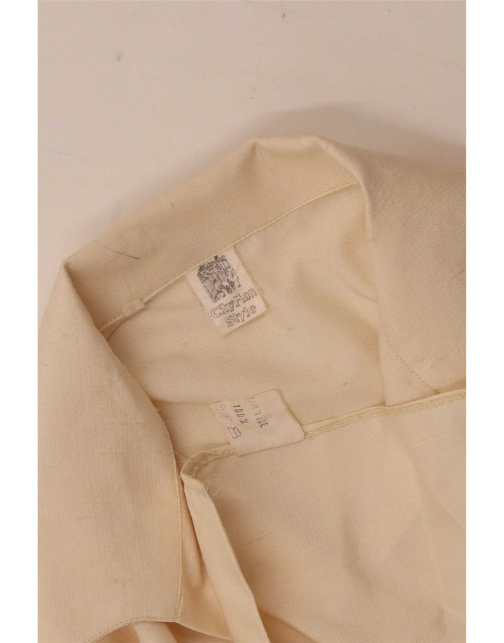 Vintage dameskjorte bluse UK 12 Medium Off White Polyamid