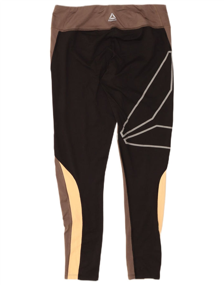 REEBOK Grafiske Leggings til kvinder UK 12/14 Medium Grey Colourblock Polyester