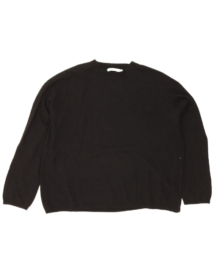 Zara Dame Oversized Crew Neck Jumper Sweater UK 14 Medium Black