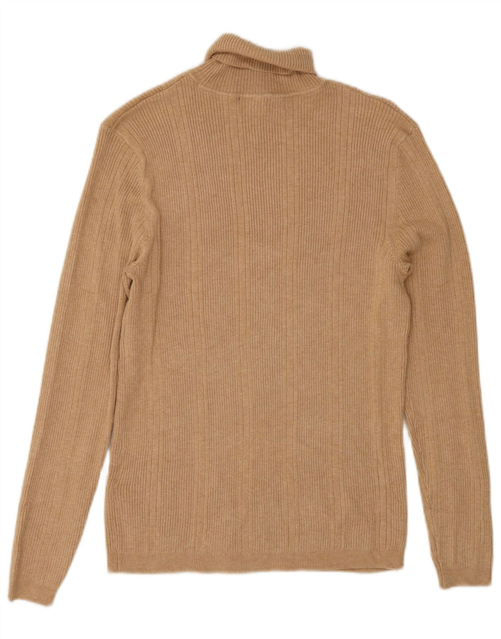 Marks & Spencer Dame Rullehals Sweater UK 10 Small Beige Viscose