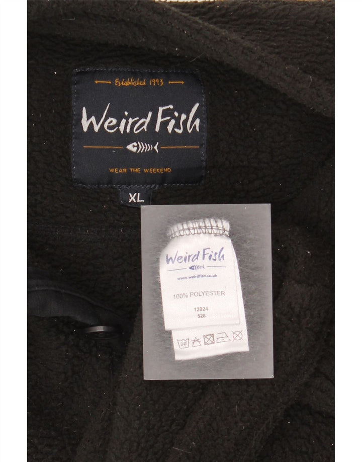Weird Fish Herre Button Neck Fleece Jumper XL Sort Polyester