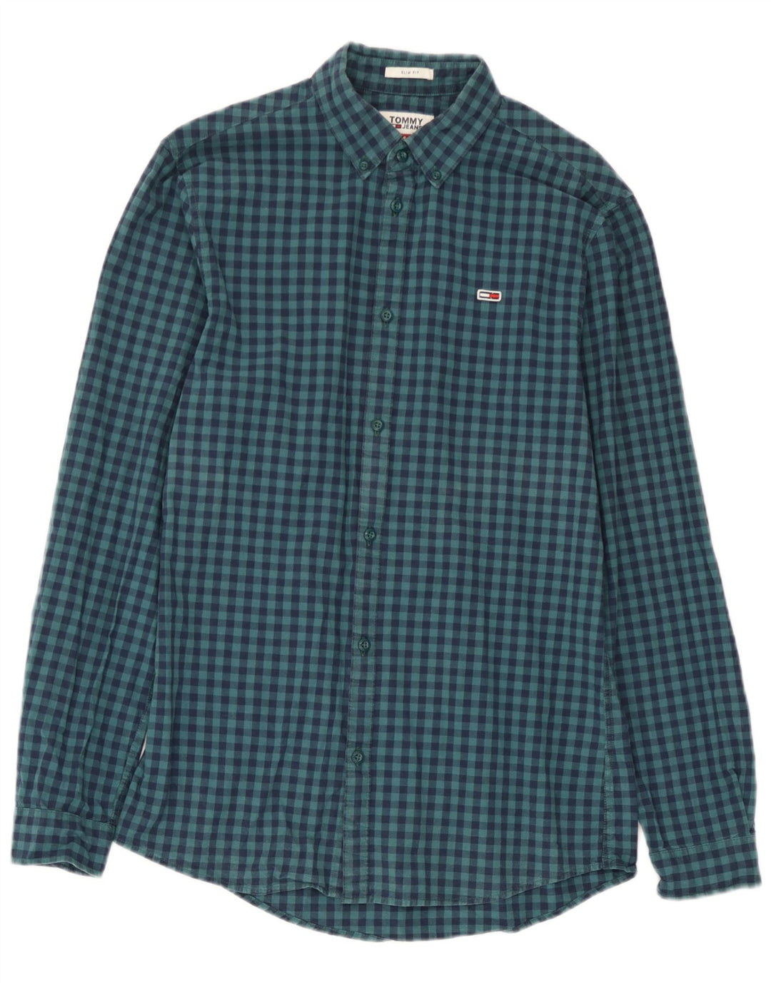 Tommy Hilfiger Herre Slim Fit skjorte Lille marineblå Gingham Bomuld