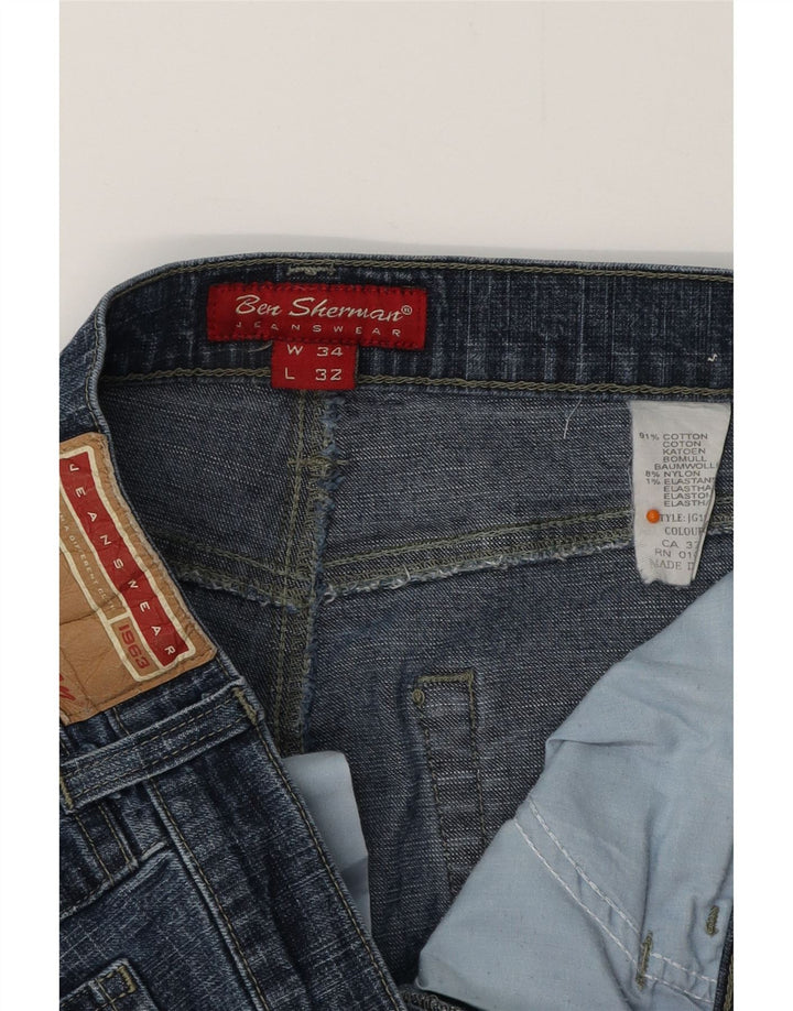 BEN SHERMAN Slim Jeans til mænd W34 L32 blå bomuld