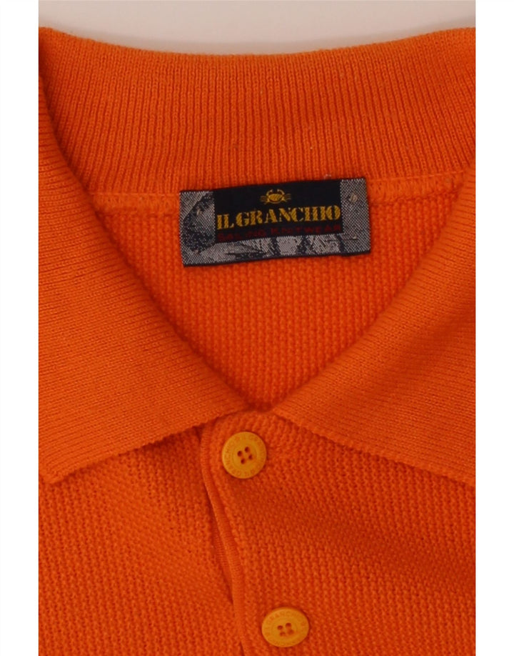 IL GRANCHIO Mens Polo Neck Jumper Sweater XL Orange Vintage Il Granchio and Second-Hand Il Granchio from Messina Hembry 