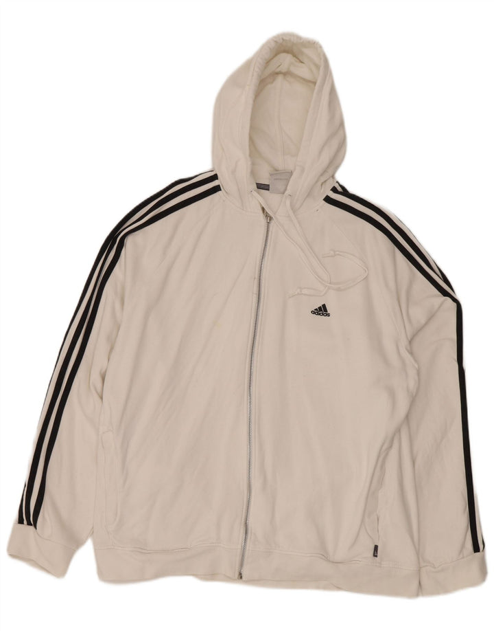 ADIDAS Mens Zip Hoodie Sweater XL White Cotton