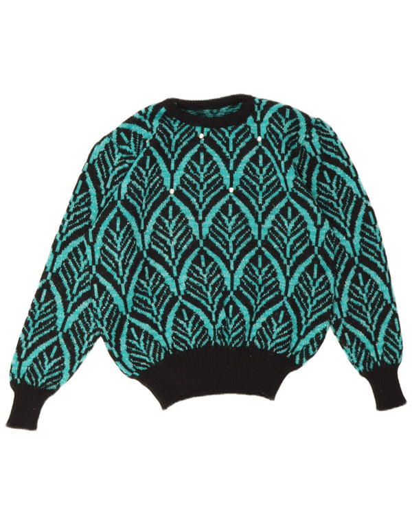Vintage Dame Loose Fit Crew Neck Jumper Sweater UK 10 Small Green