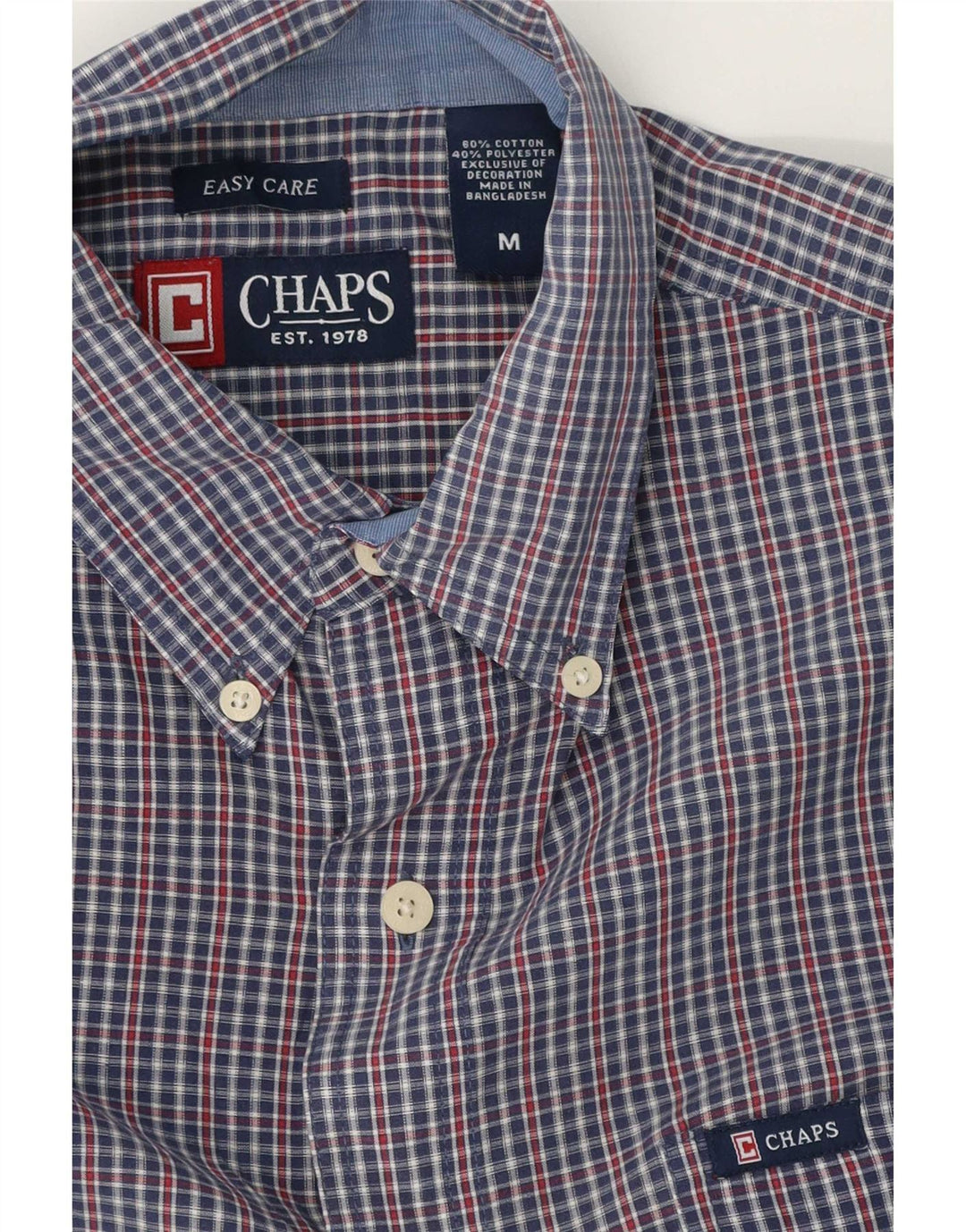 Chaps Herreskjorte Medium Blue Gingham Cotton