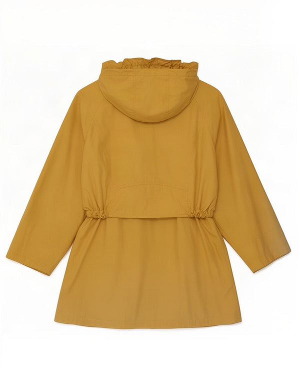 Vintage Dame Hooded Oversized Dobbeltradet Frakke UK 16 Large Yellow