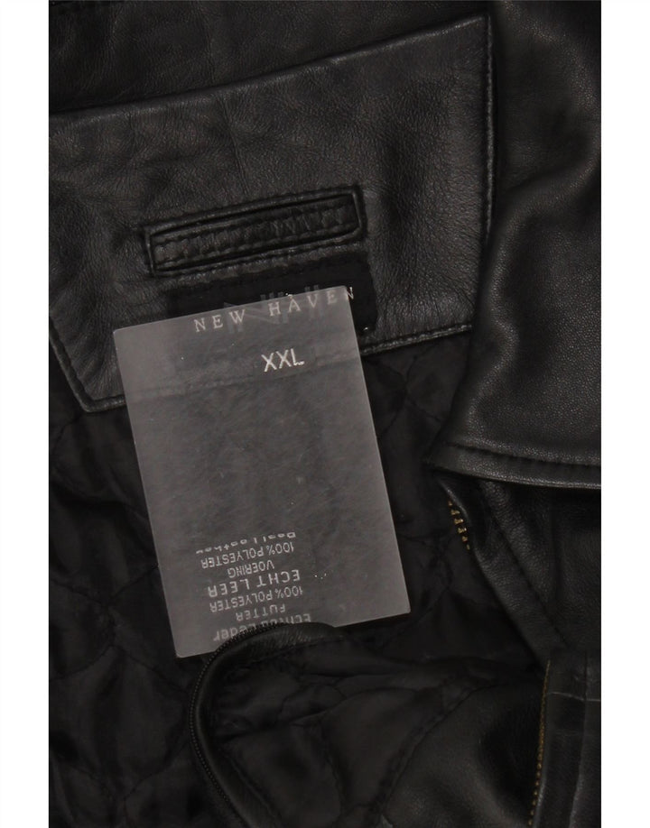 Vintage Mens Leather Jacket UK 44 2XL Black Leather