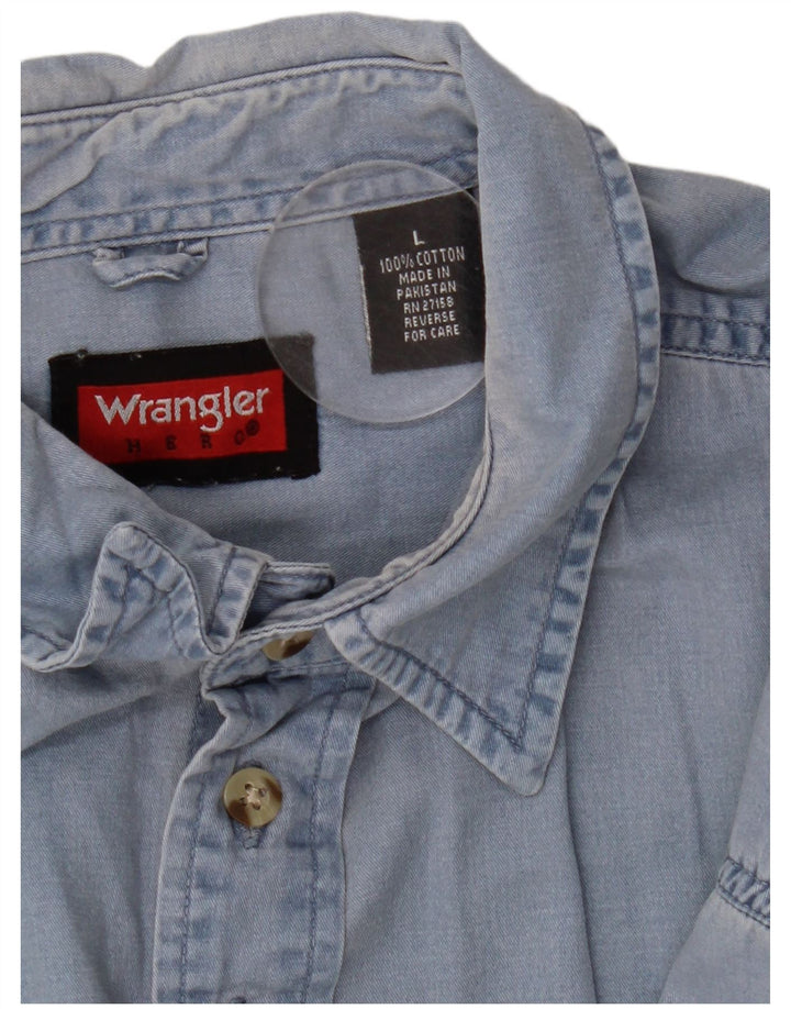 Wrangler Kortærmet Herreskjorte Stor Blå Bomuld