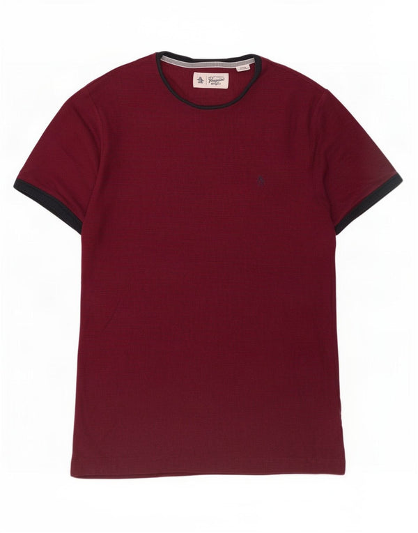 Penguin Herre T-Shirt Top Medium Bourgogne Bomuld