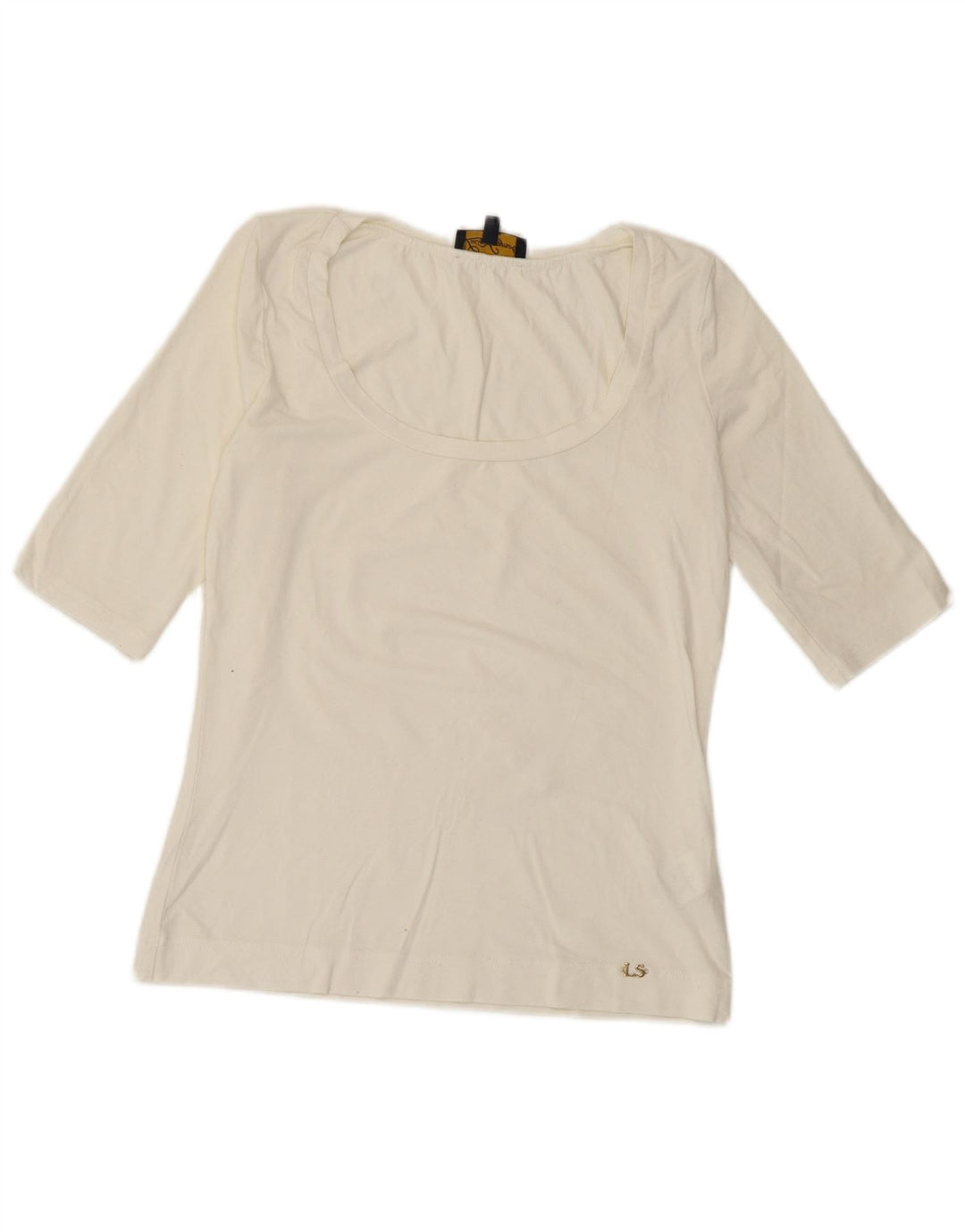 Luisa Spagnoli Dame T-Shirt Top UK 10 Small White Viscose
