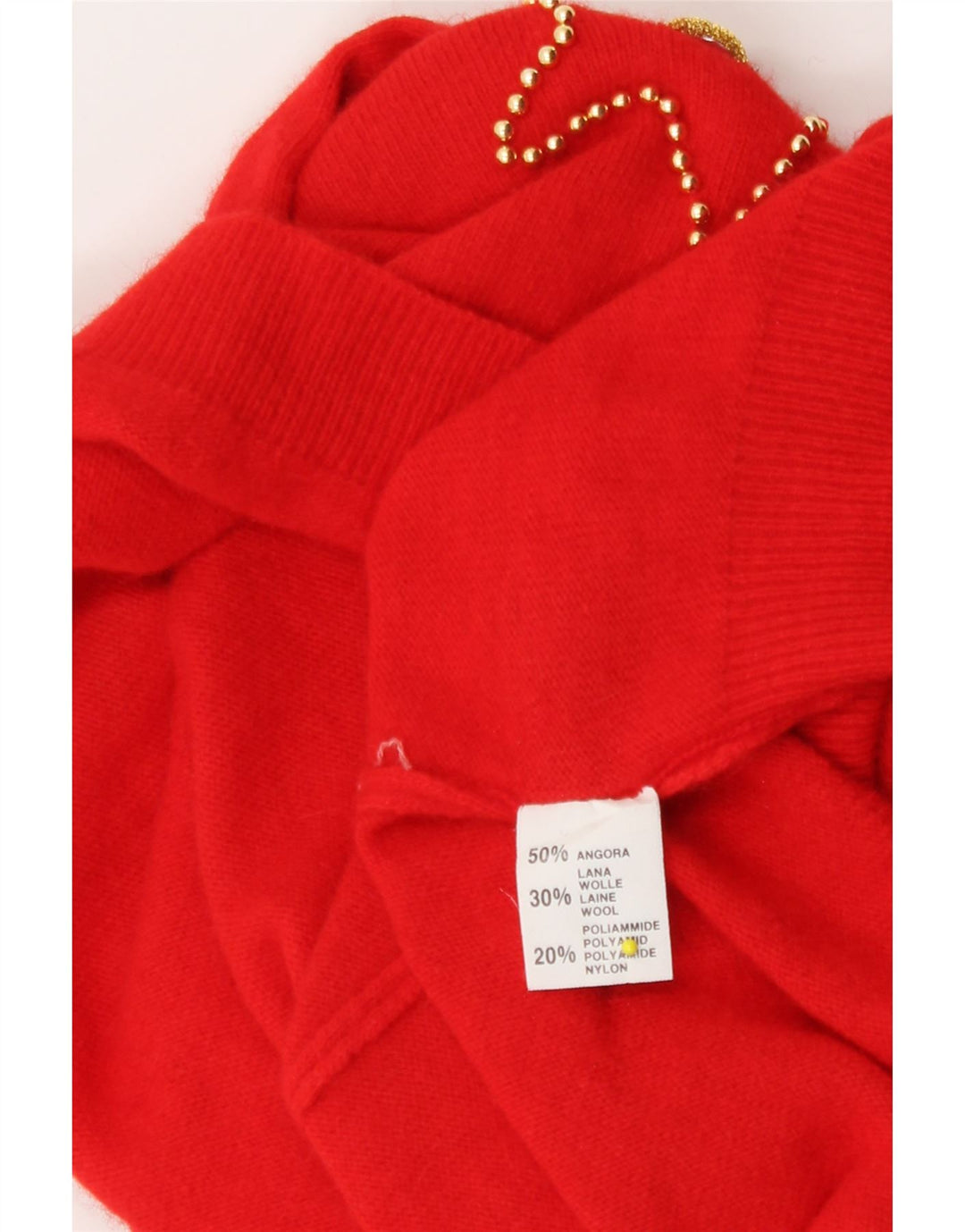 Vintage kvinders abstrakt mønster rund hals sweater UK 14 medium rød
