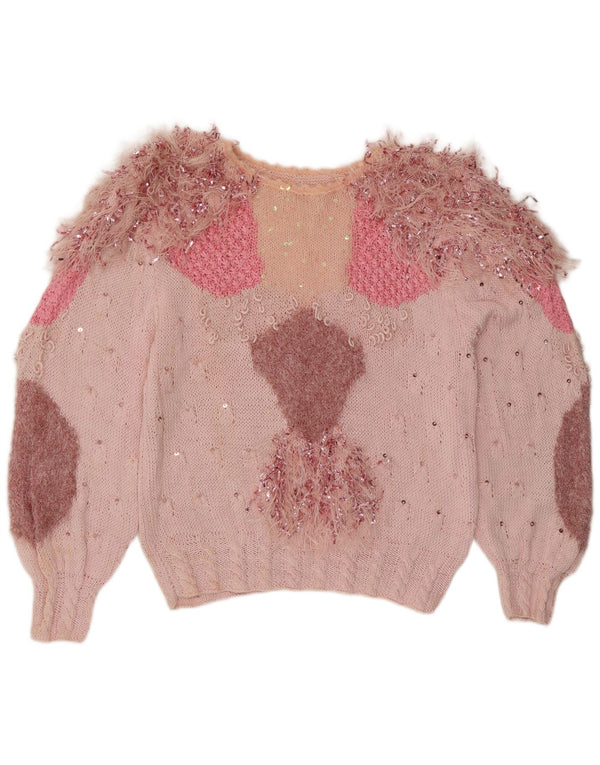 Vintage Dame Boat Neck Jumper Sweater UK 16 Large Pink