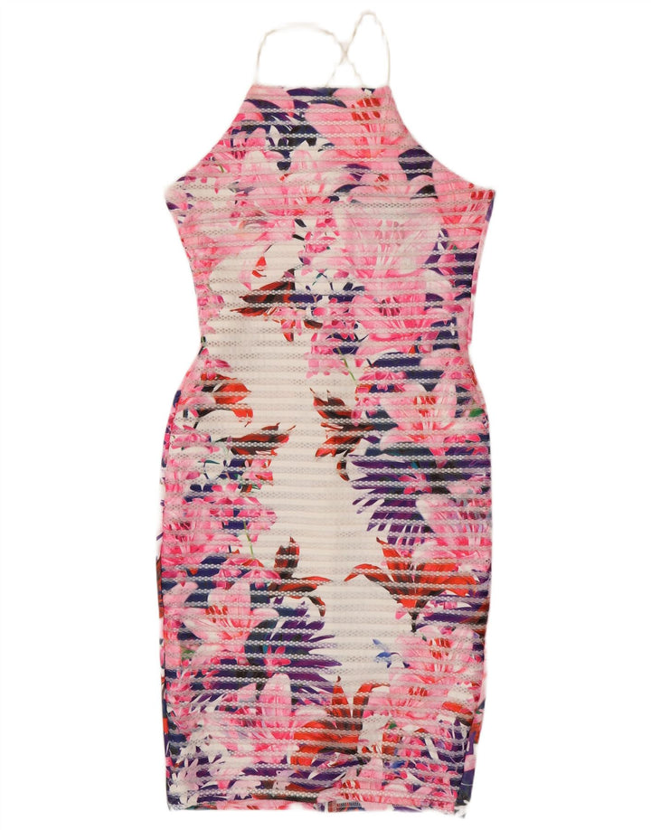 LIPSY Dame Halter Dress UK 12 Medium Multicolored Floral Polyester