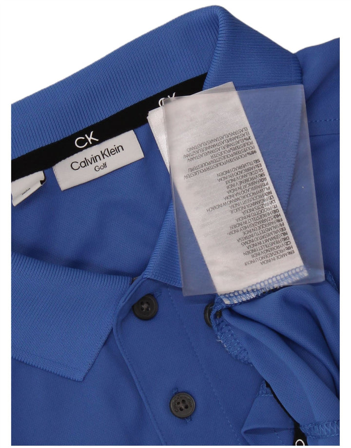 CALVIN KLEIN Grafisk poloshirt til mænd mellemblå polyester