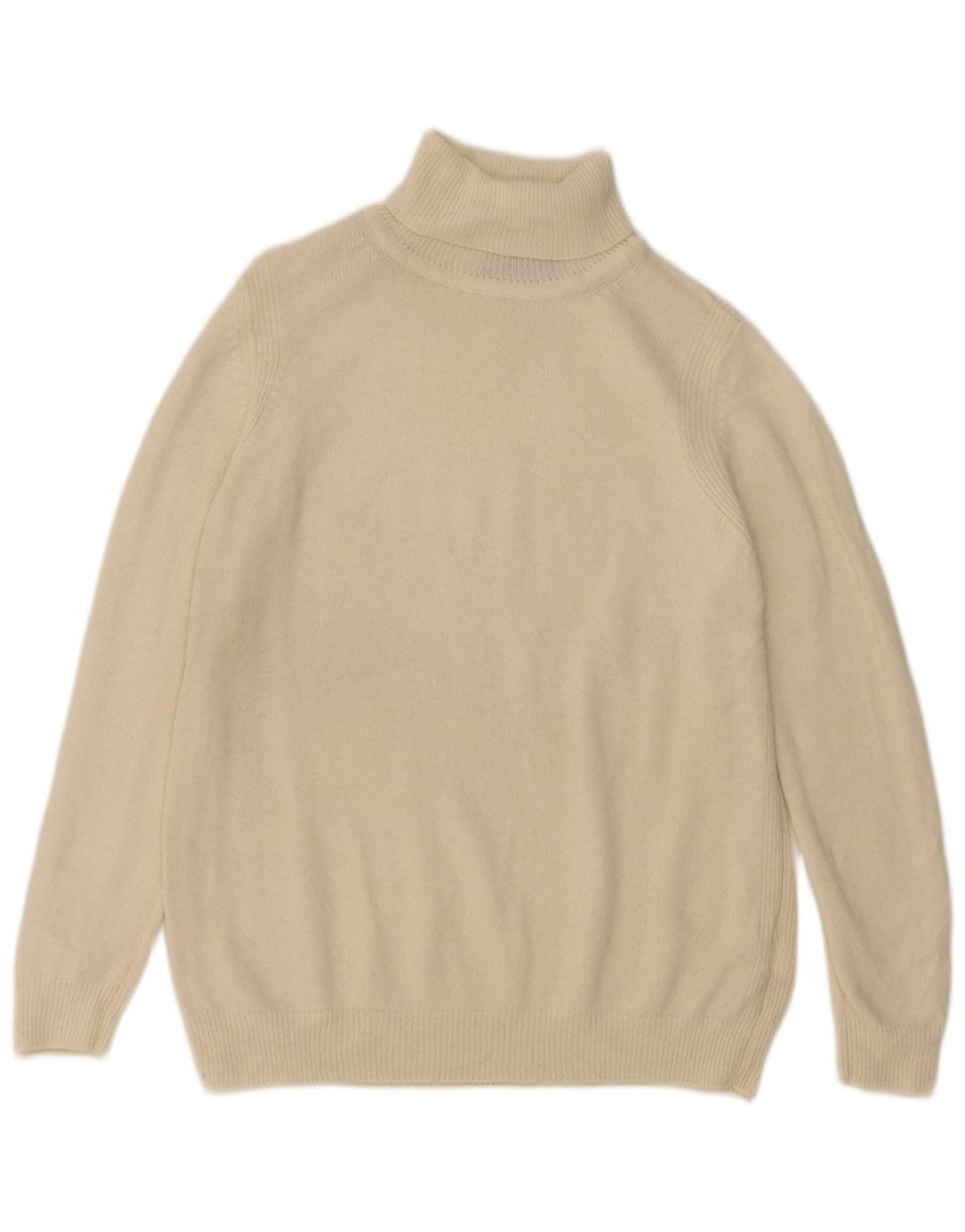 Marks & Spencer Dame Rullehals Sweater UK 16 Stor hvid uld