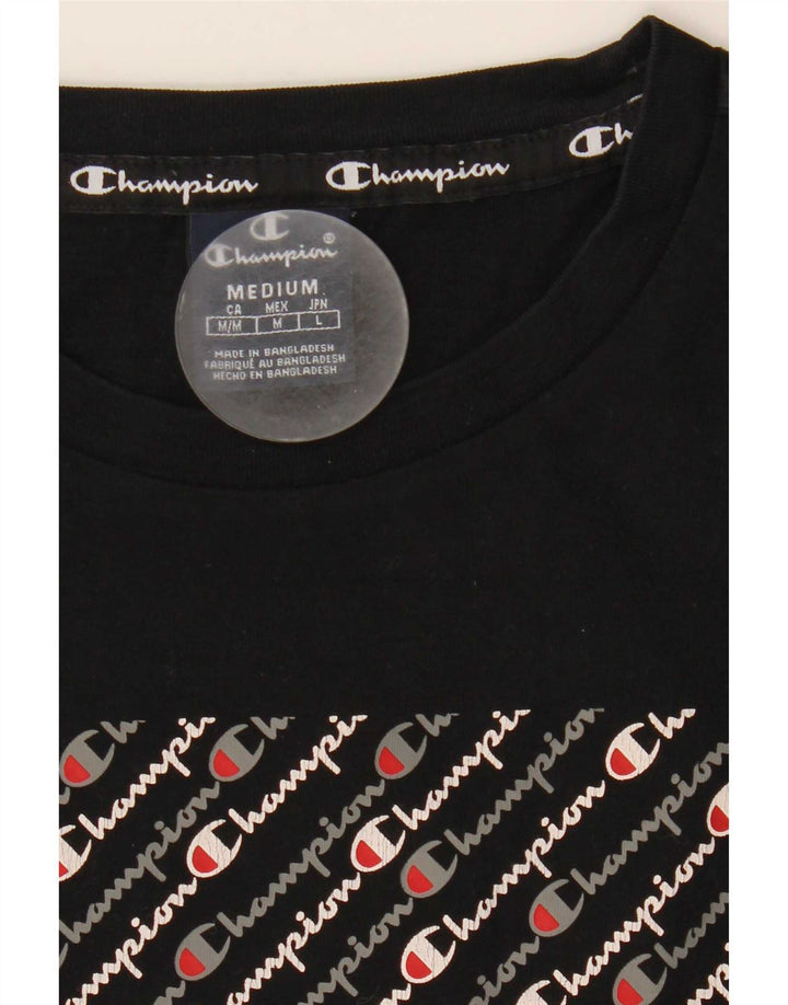 Champion Herre Grafisk T-Shirt Top Medium Sort