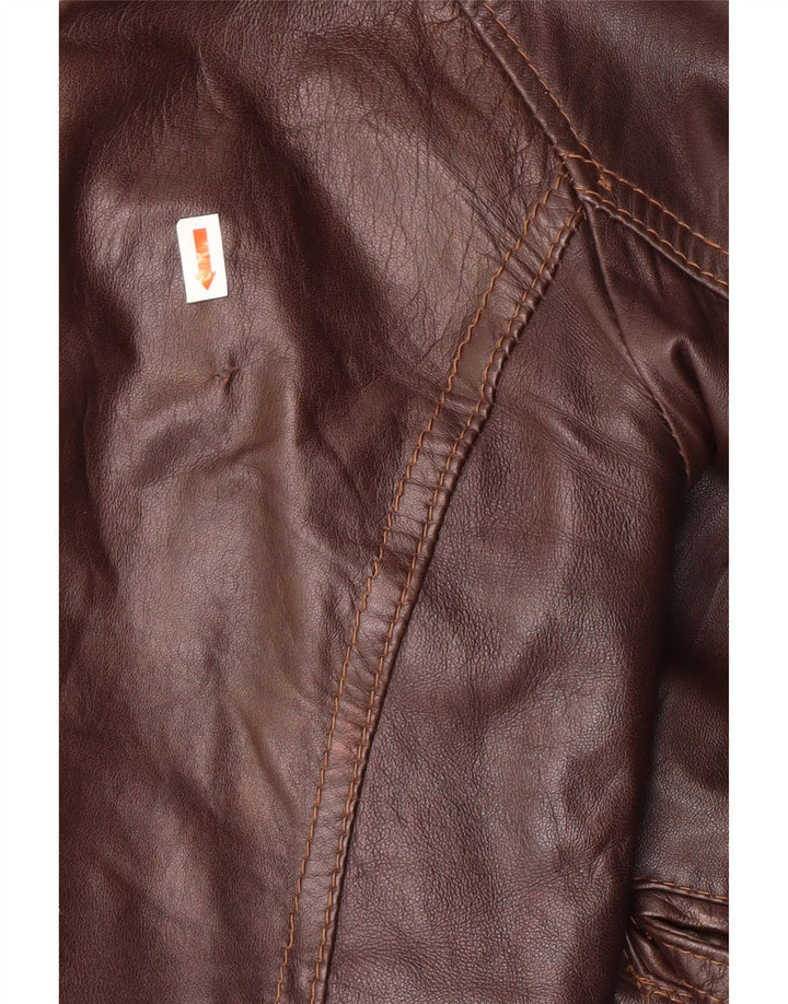 Sandro Ferrone Dame Crop Læderjakke UK 18 XL Brun