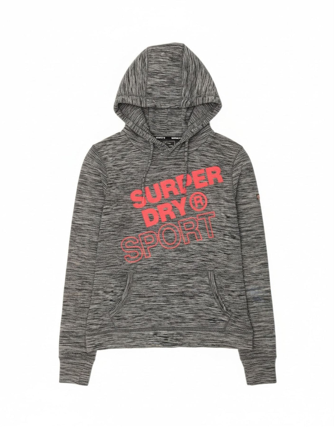 Superdry grafisk hættetrøje til kvinder UK 12 Medium Grey Flecked Polyester