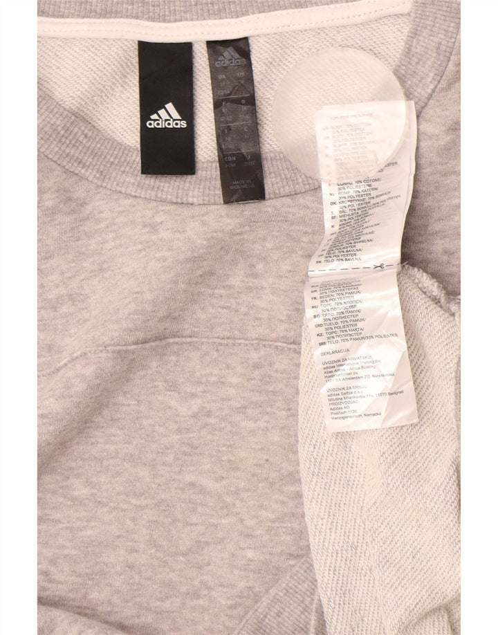 ADIDAS Dame Crop Sweatshirt Jumper UK 12/14 Medium Grey Flecked Bomuld