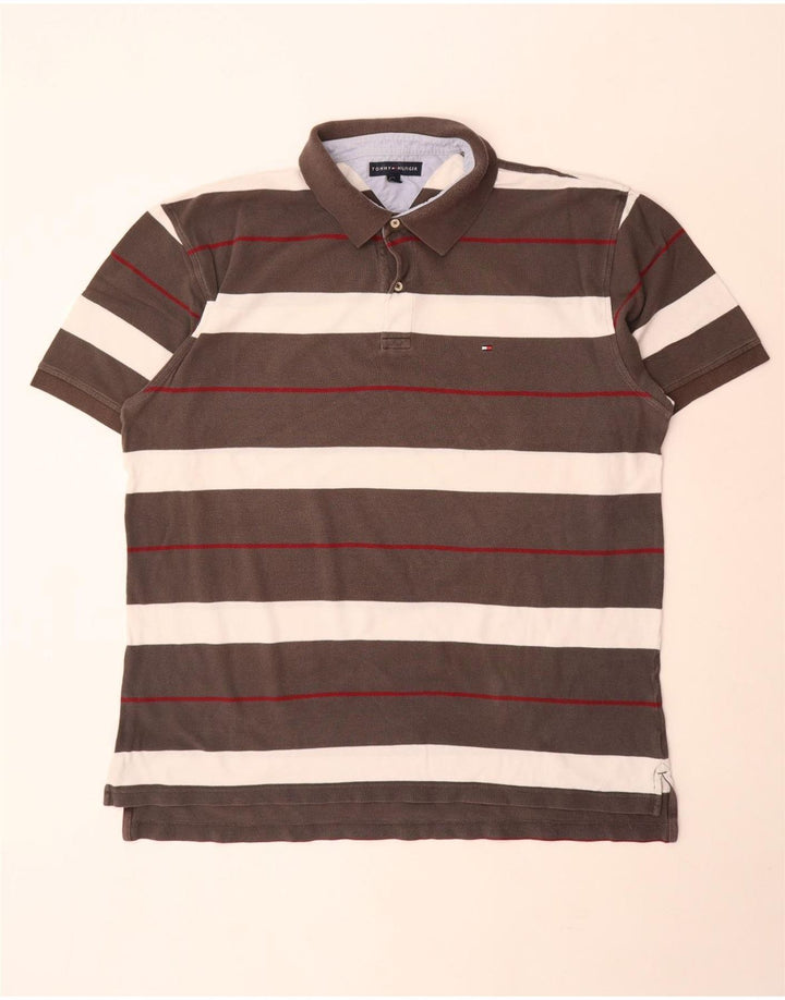 Tommy Hilfiger Herre Polo Shirt 2XL Gråstribet