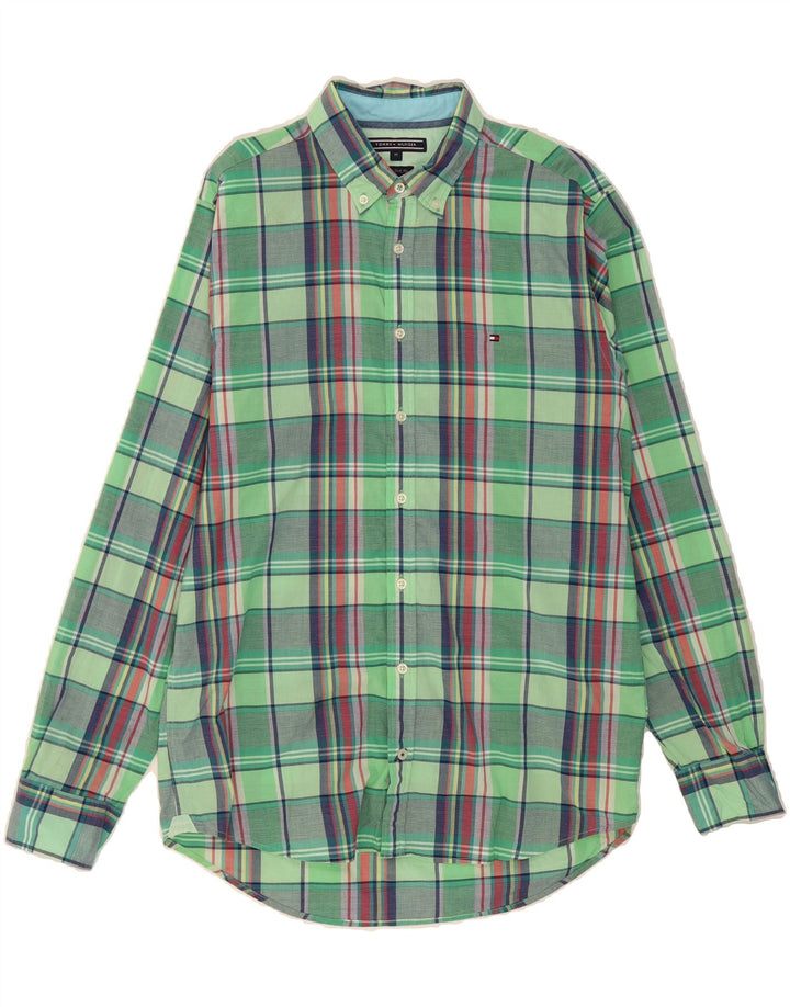TOMMY HILFIGER Mens New York Fit Shirt Medium Green Check Cotton Vintage Tommy Hilfiger and Second-Hand Tommy Hilfiger from Messina Hembry 